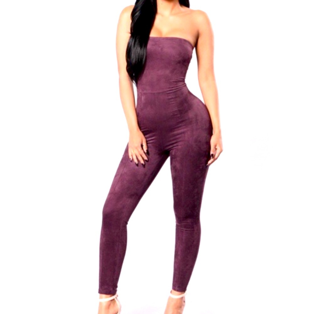 Plum Suede Jumpsuit